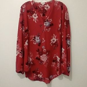 Ardene Basic red floral blouse